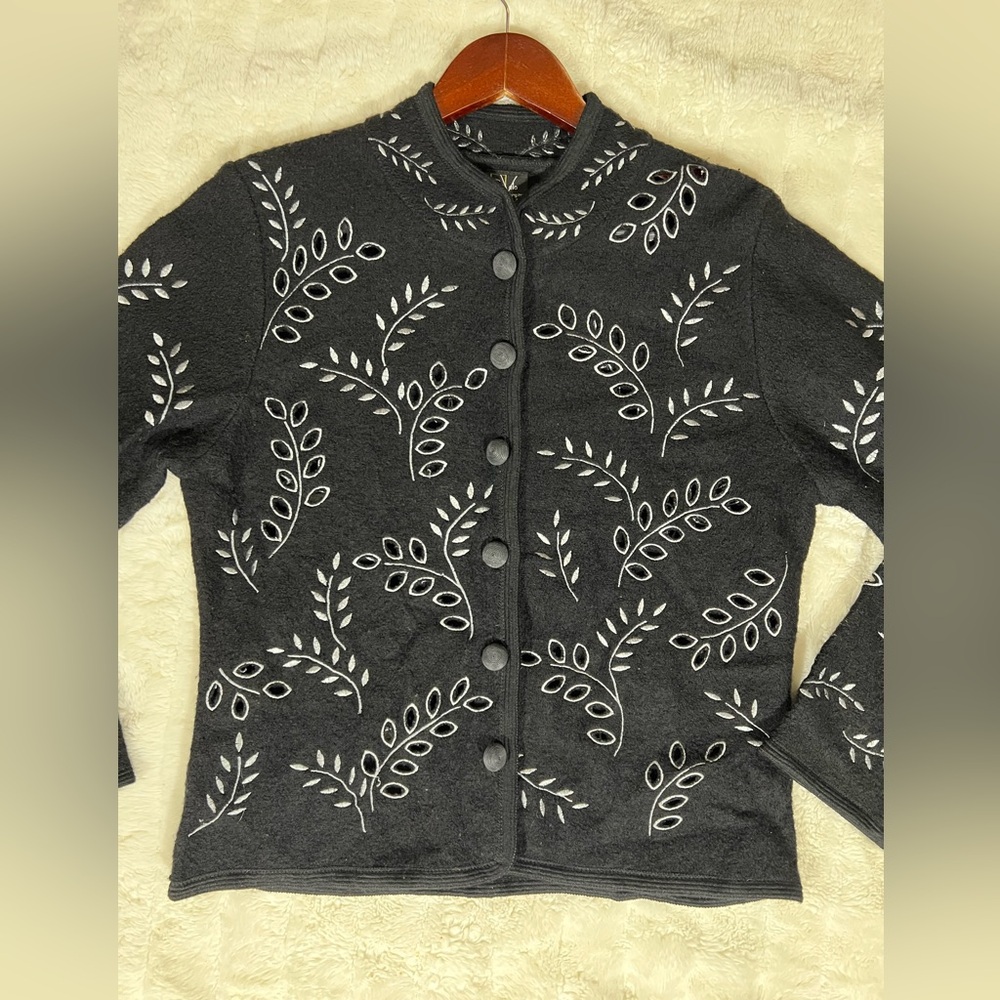 Covelo 100% Wool Jacket With Leaf Pattern & Butto… - image 2